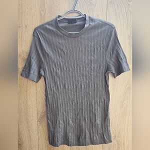 Emporio Armani Gray Ribbed Short Sleeve Tee